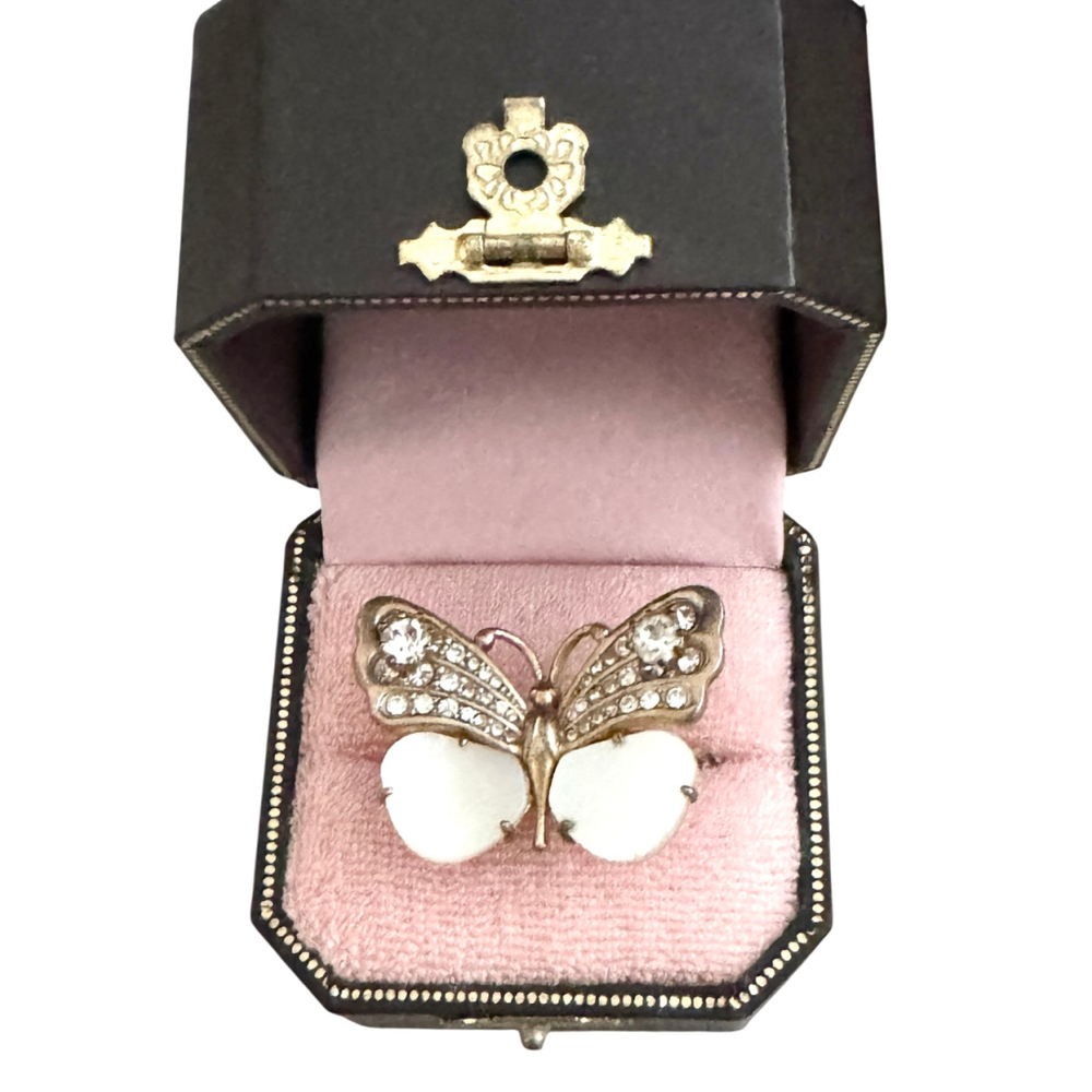 Juicy Couture Cocktail Ring, Mother of Pearl, Rhinestone Butterfly